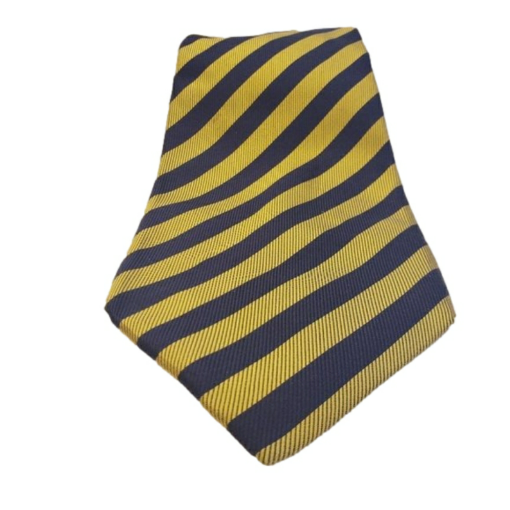 FERRARA Made in Italy Gold Navy  Tie Diagonally Stripped 4"w x 59"l 100% Silk